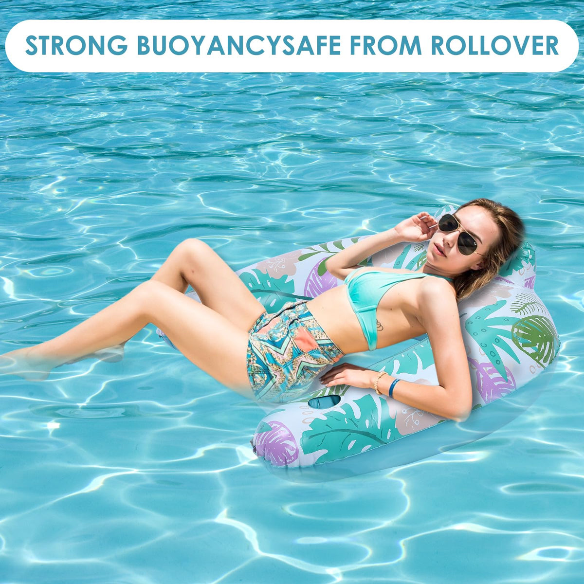 2 Pack Inflatable Pool Float Chair with Cup Holder S360