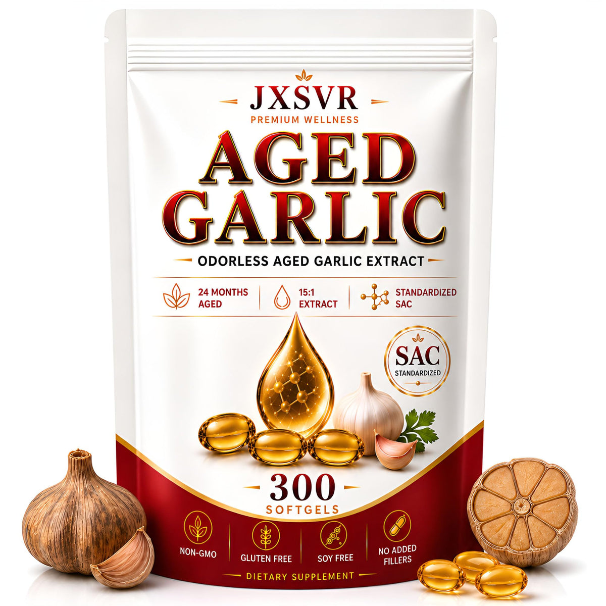 Aged Odorless Garlic Extract Softgels 300 Count E2341