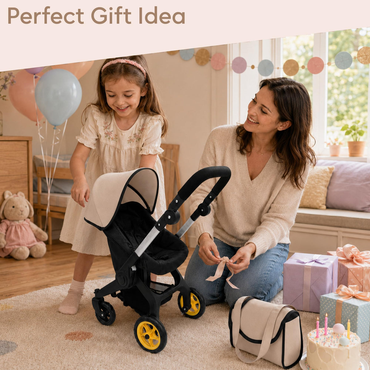 Convertible 2-in-1 Doll Stroller and Car Seat U96982