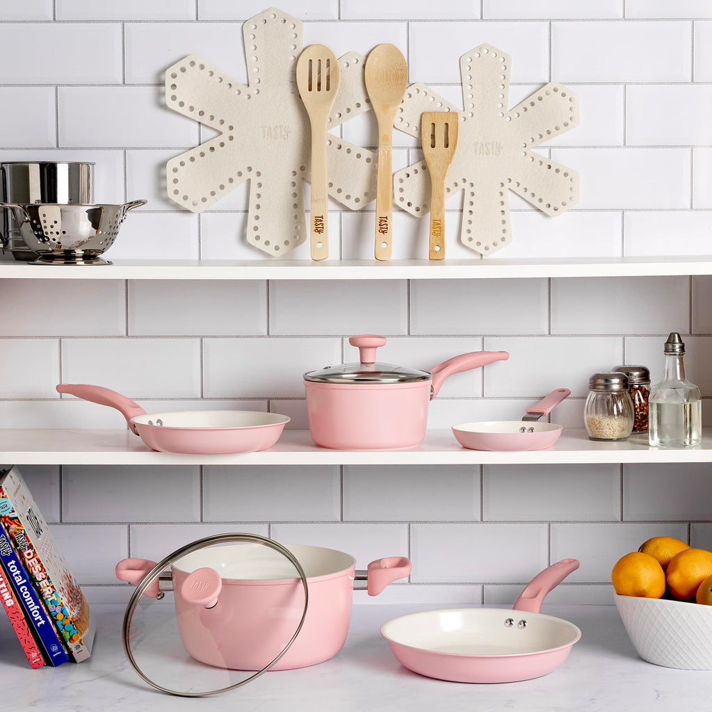 12 Piece Pink Nonstick Ceramic Cookware Set K683