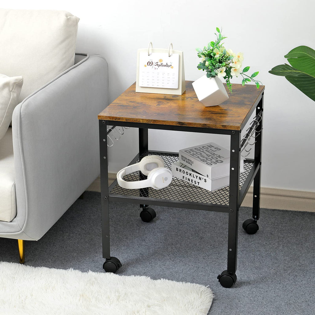 Rustic 2-Tier End Table with Adjustable Height Shelf H55971