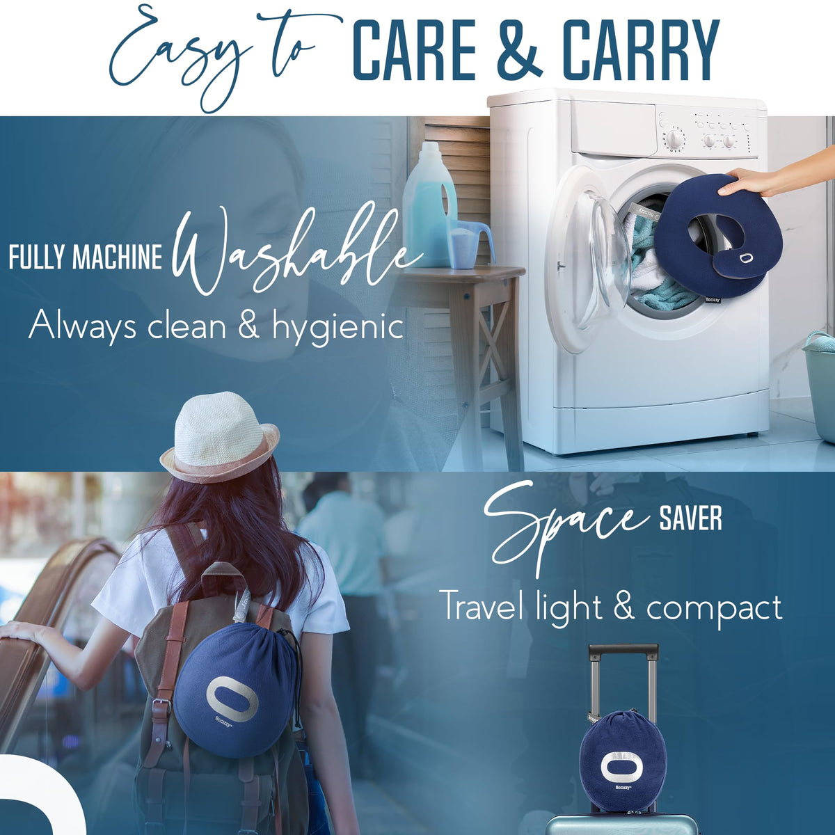 Soft Adjustable Travel Neck Pillow with Carry Bag K2489