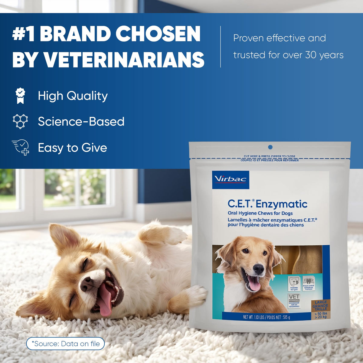 Large Tartar Control Enzymatic Oral Hygiene Chews for Dogs D717464