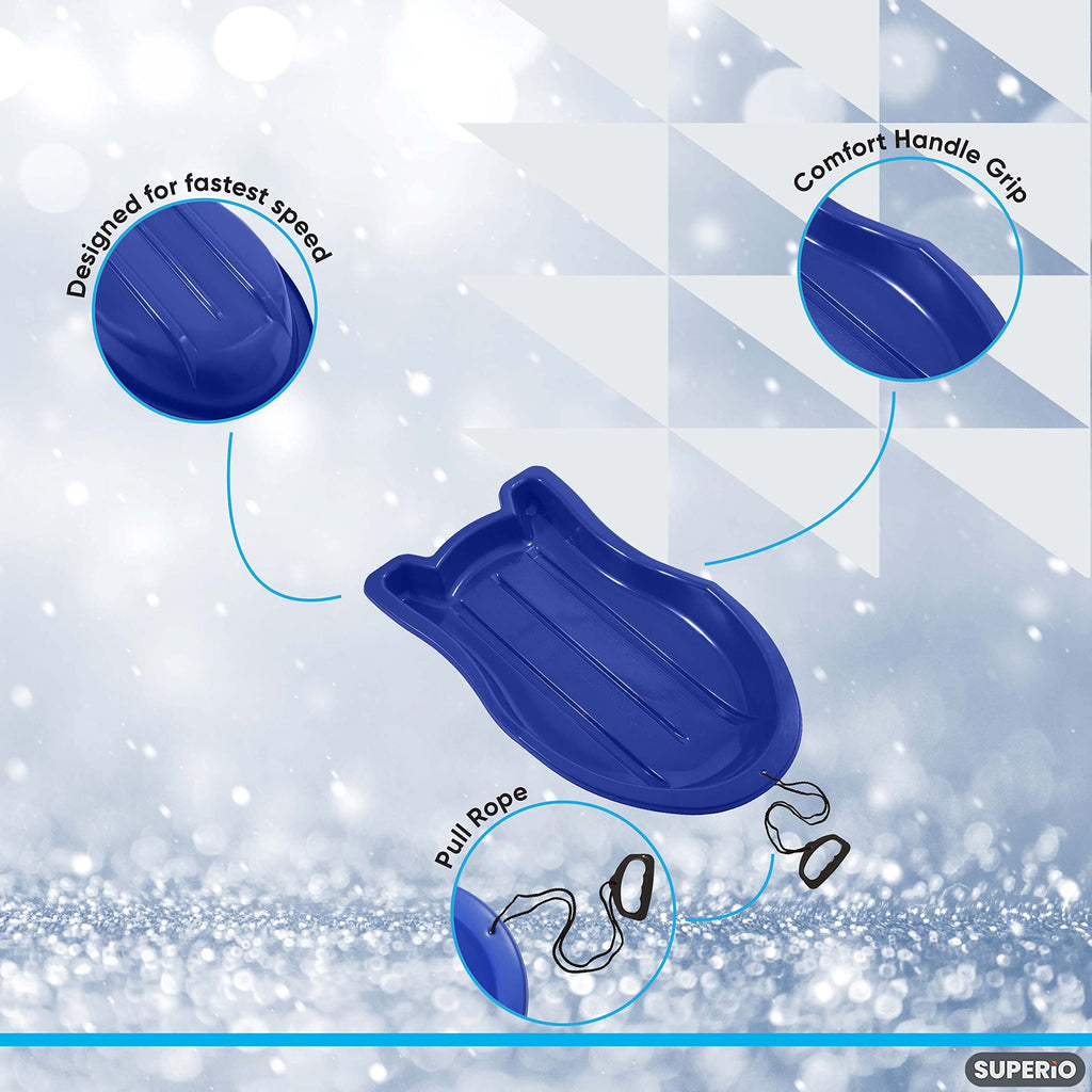 3 Pack Plastic Toboggan Snow Sled with Pull Ropes and Handles O981
