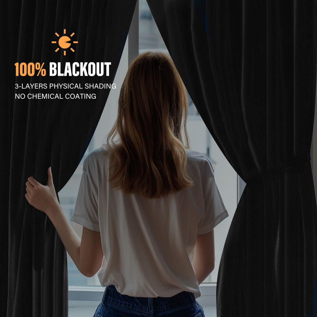 Blackout Room Divider Curtains with Ceiling Tracks Set S71753