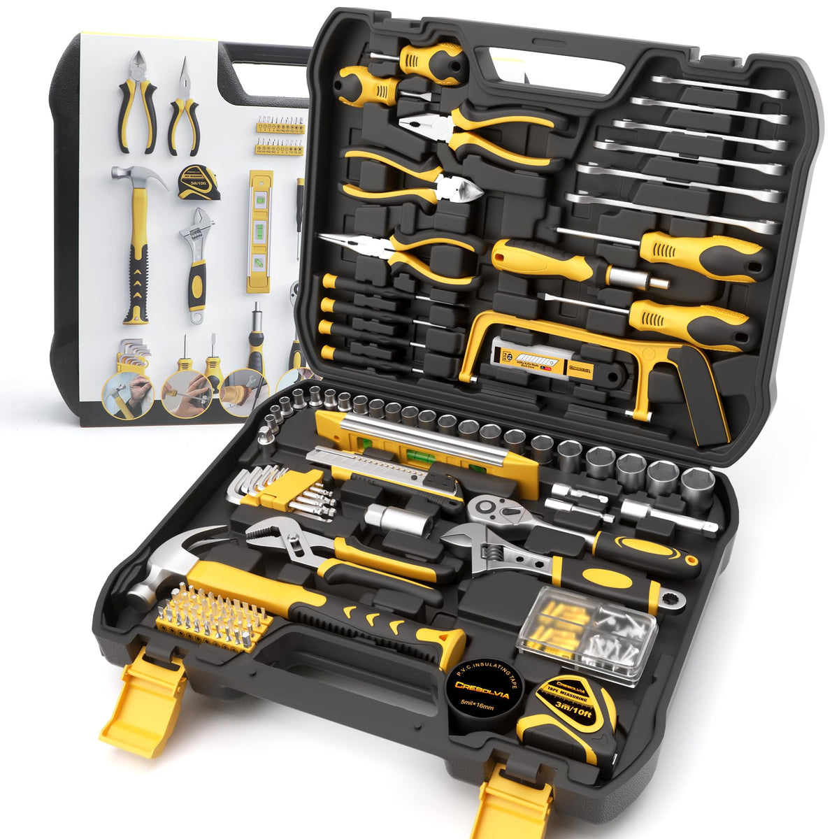 199 Piece Tool Kit with Socket Wrench Tool Box Case M100