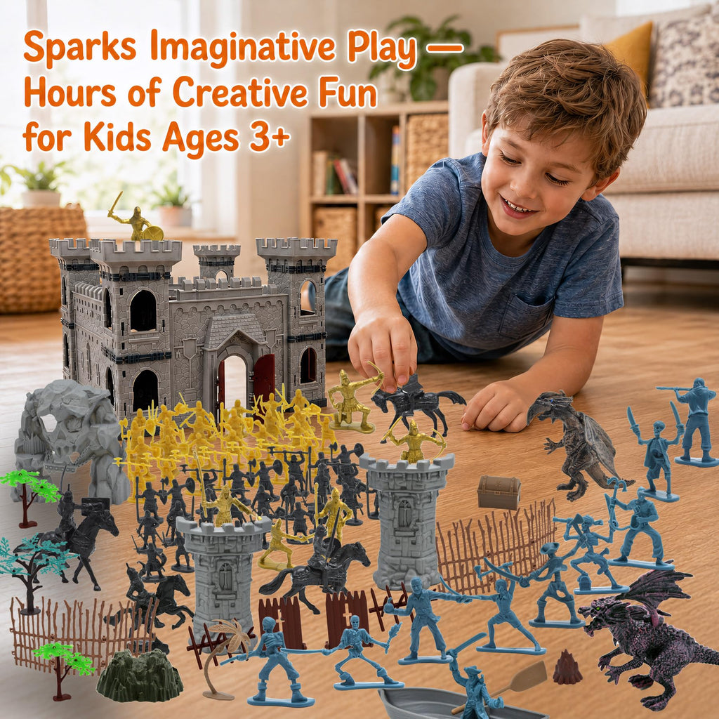 Medieval Castle Building Set with Knights and Dragon E8820