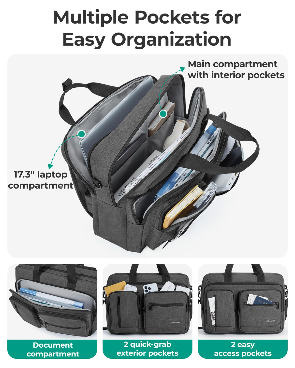 3 In 1 Laptop Bag 17.3 Inch Water-Repellent Black S25179