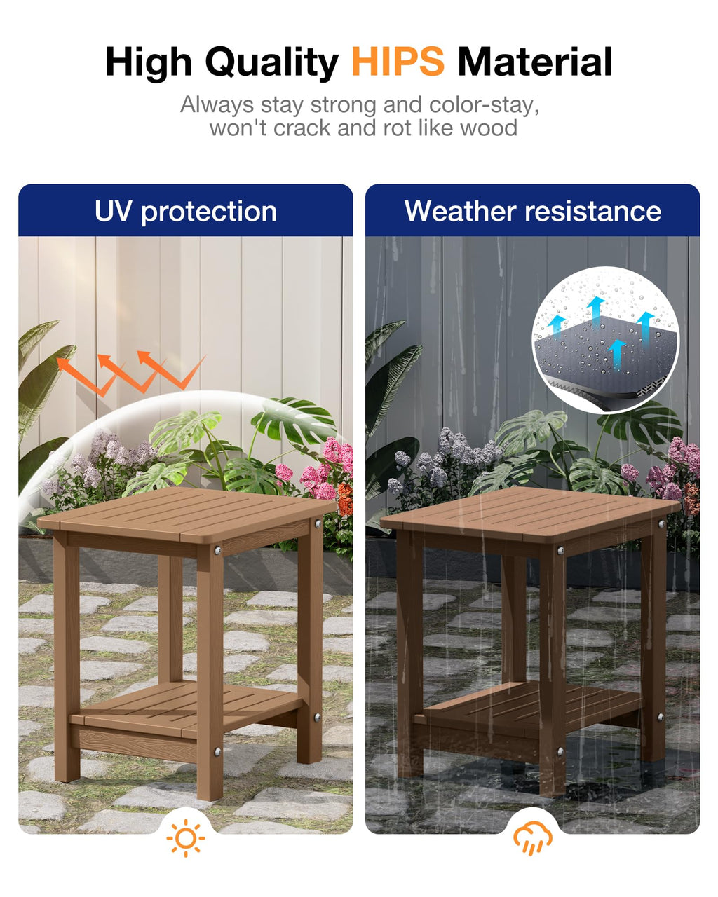 Outdoor Side Table Set of 2 Weather Resistant 2-Tier P811627