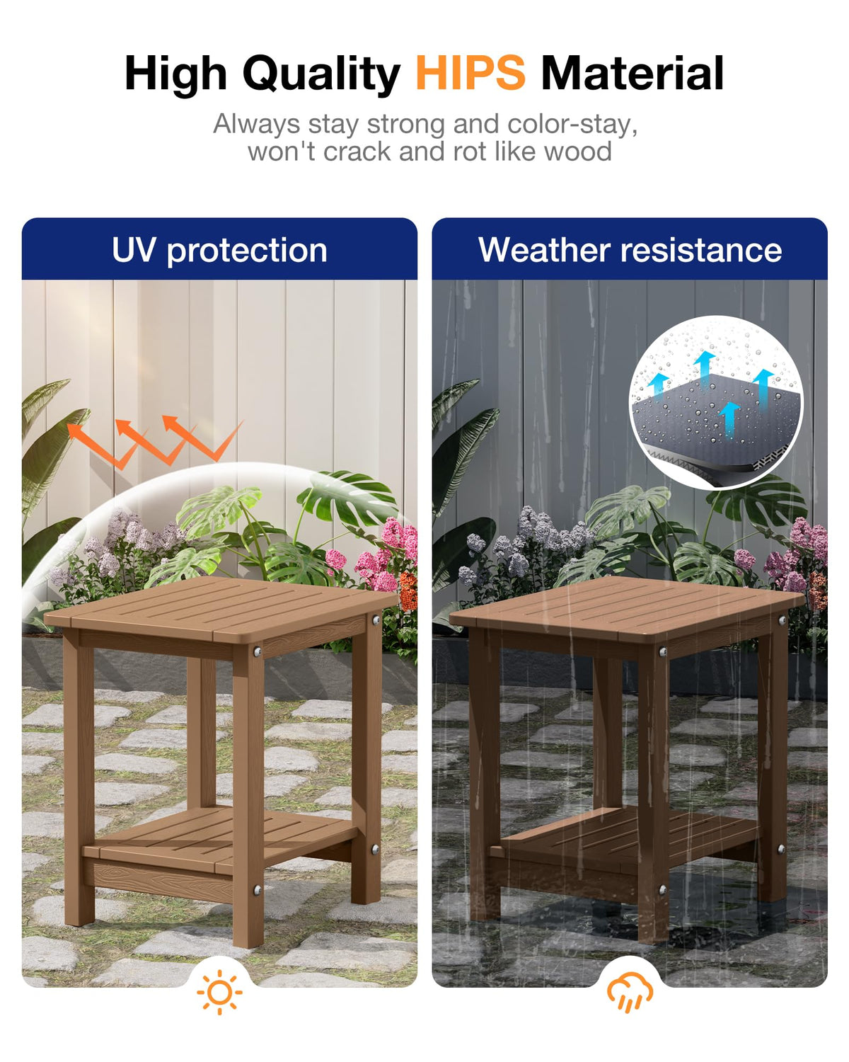 Outdoor Side Table Set of 2 Weather Resistant 2-Tier P811627