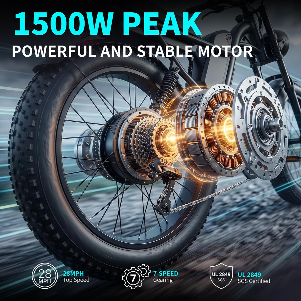 1500W Peak 20" x 4.0" Fat Tire Electric Bike B51834