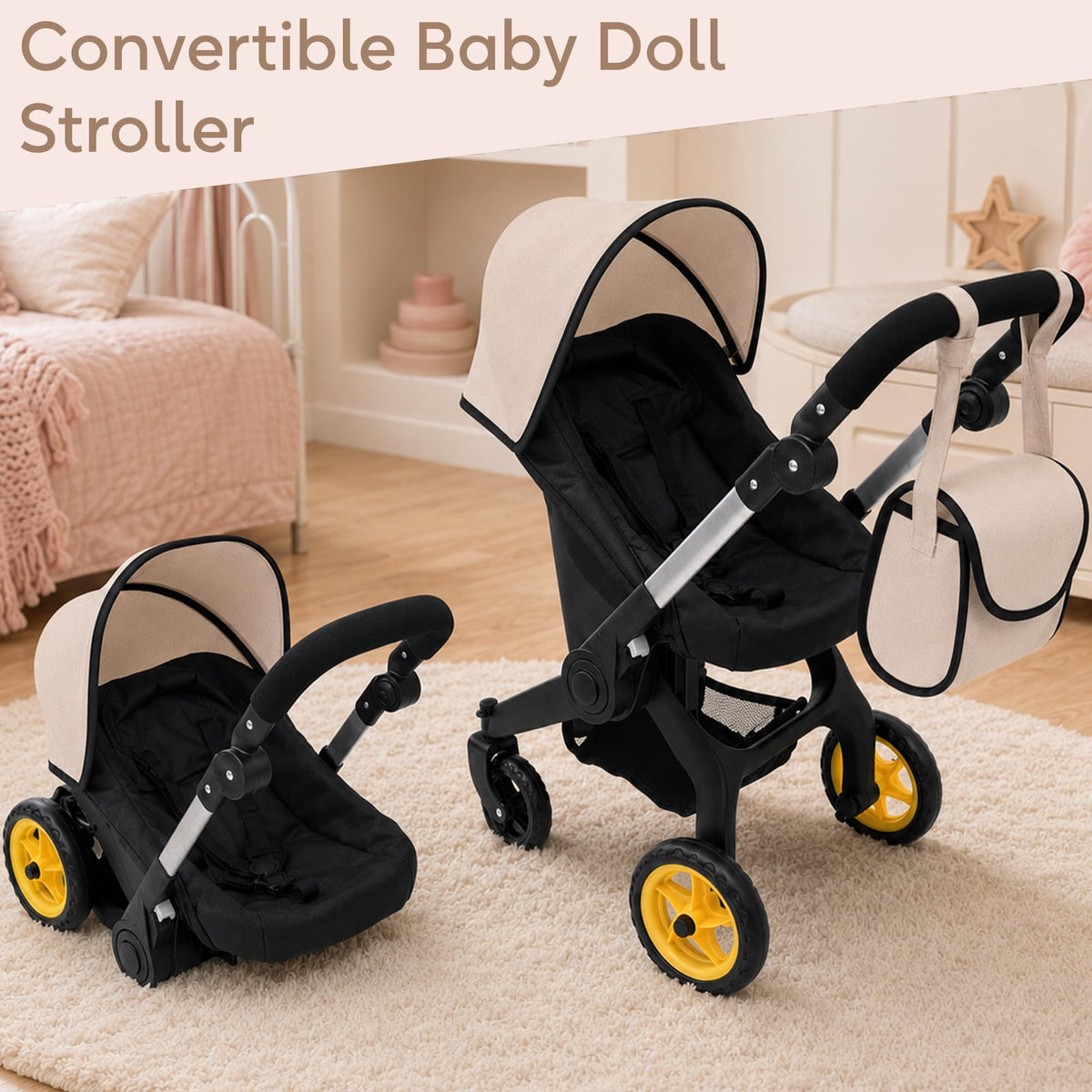 Convertible 2-in-1 Doll Stroller and Car Seat U96982