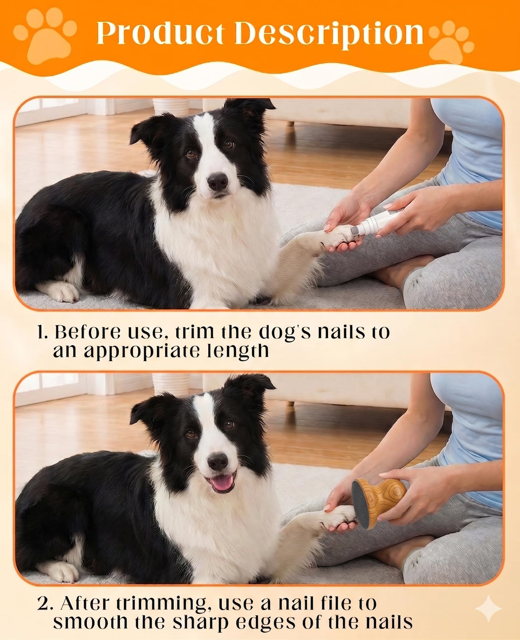 Dog Nail File Grinder Board with 4-Pack Replaceable Sandpaper Discs A114753