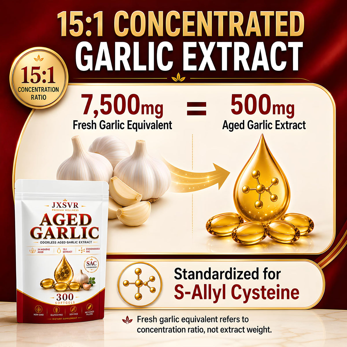 Aged Odorless Garlic Extract Softgels 300 Count E2341