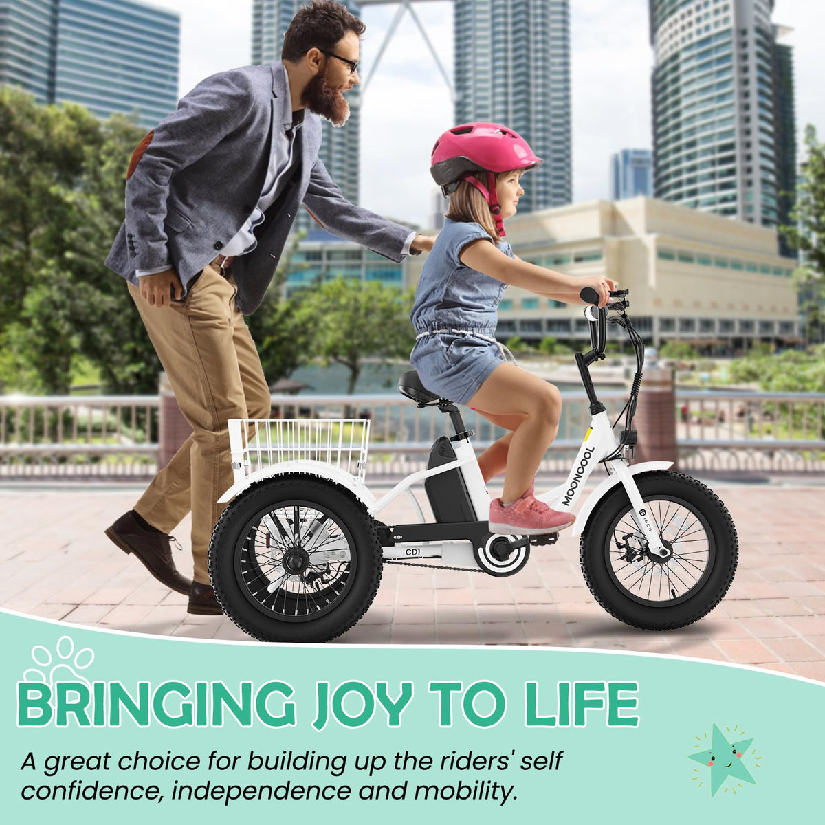 250W 16IN 3 Wheels Electric Tricycle with Removable Battery and Rear Basket A11486