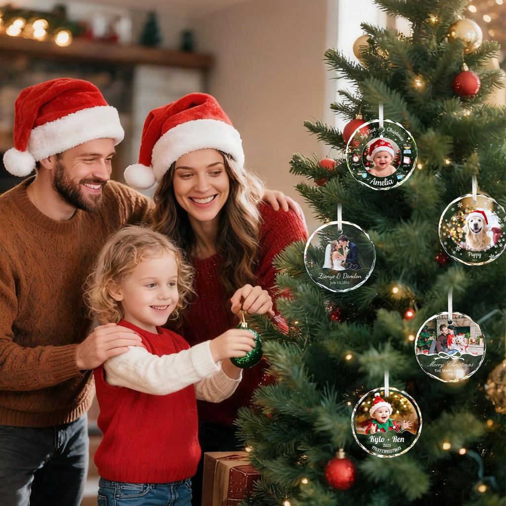 Custom Photo Crystal Glass Christmas Ornament M5537