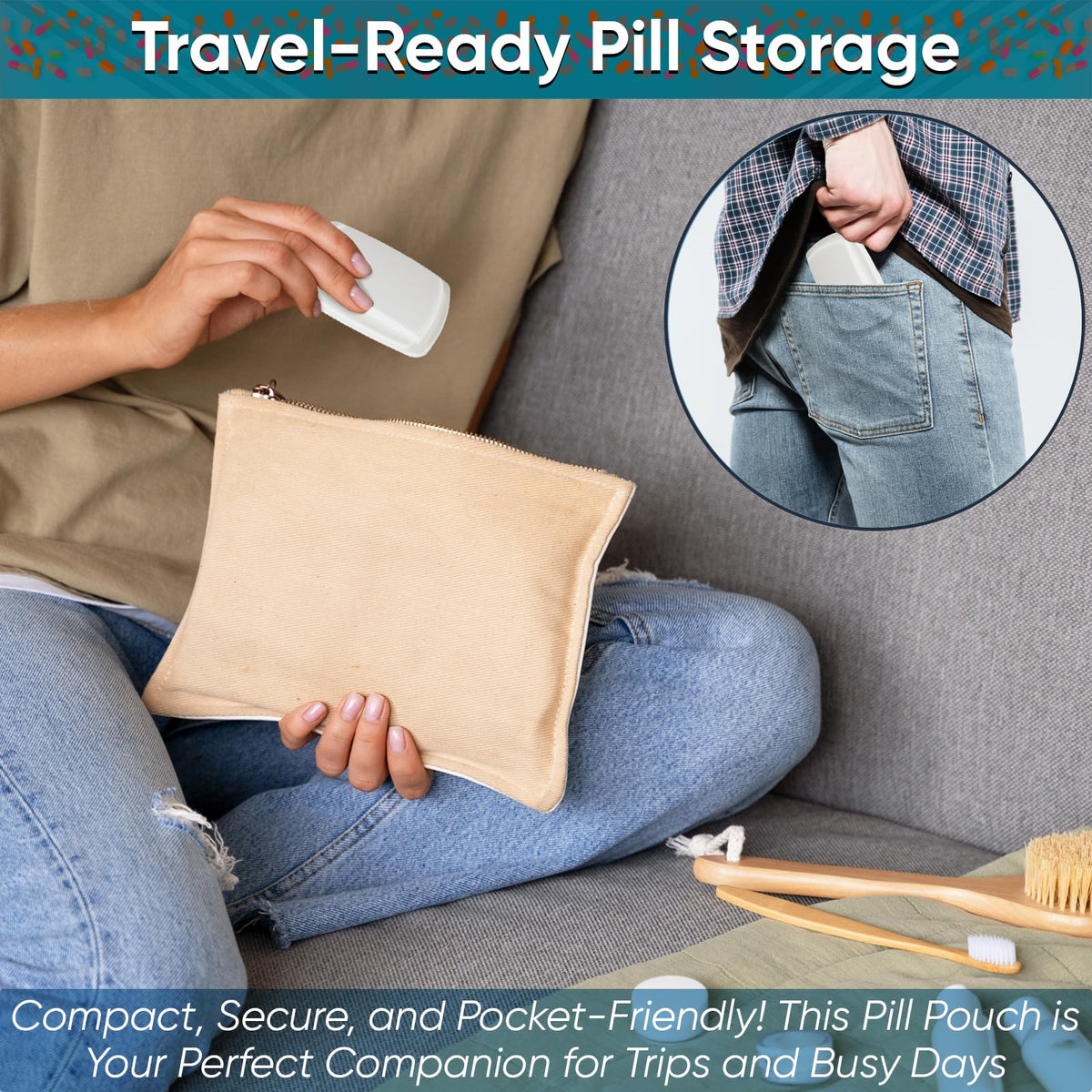 Small Pill Pouch with Easy Open & Secure Closure B645