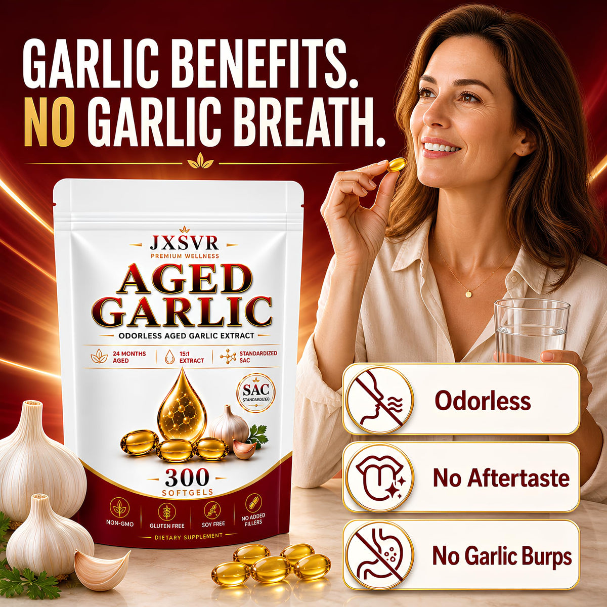 Aged Odorless Garlic Extract Softgels 300 Count E2341