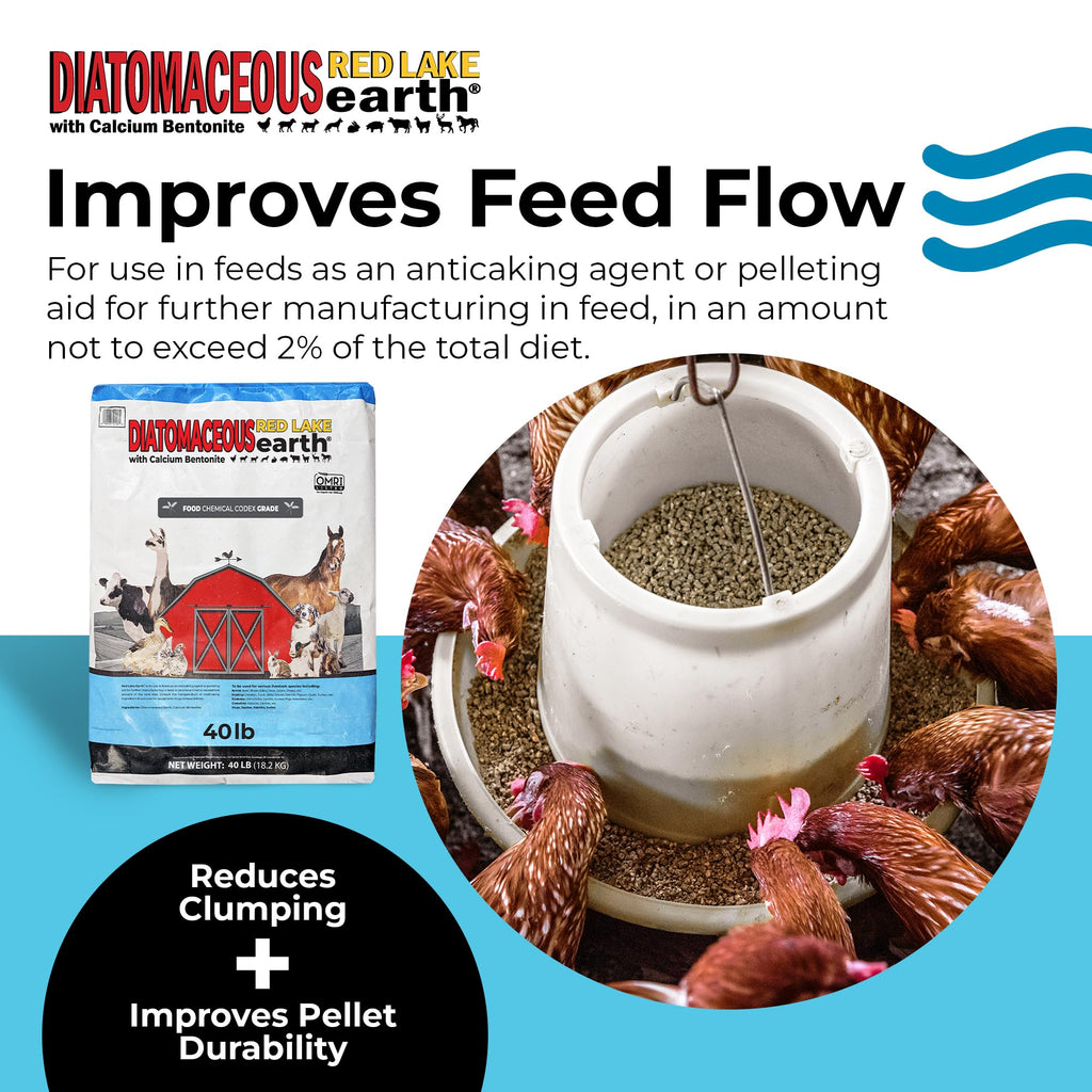 Red Lake Earth Diatomaceous Calcium Bentonite Animal Feed Additive 40Lbs D2398