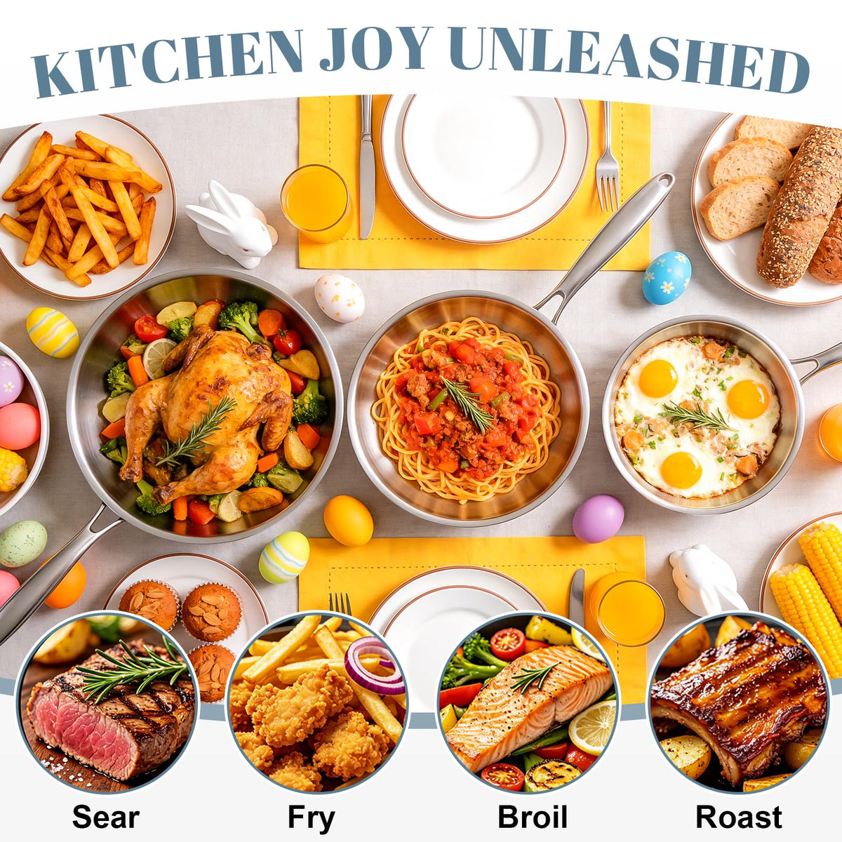 Tri-Ply Stainless Steel 7-Piece Frying Pan Set B634190