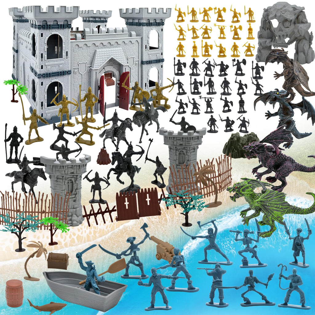 Medieval Castle Building Set with Knights and Dragon E8820