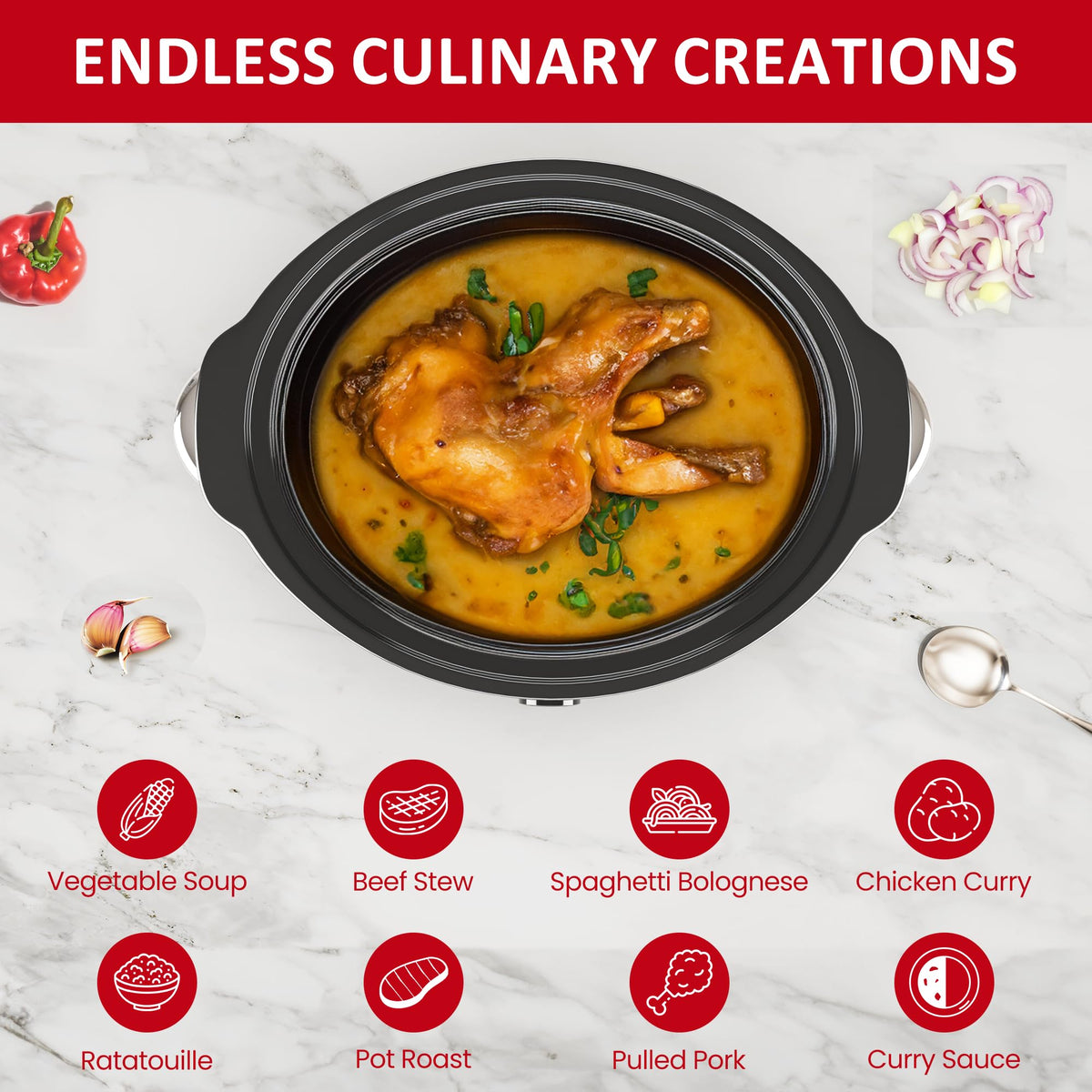 4 QT Slow Cooker with Ceramic Pot and Glass Lid D181538