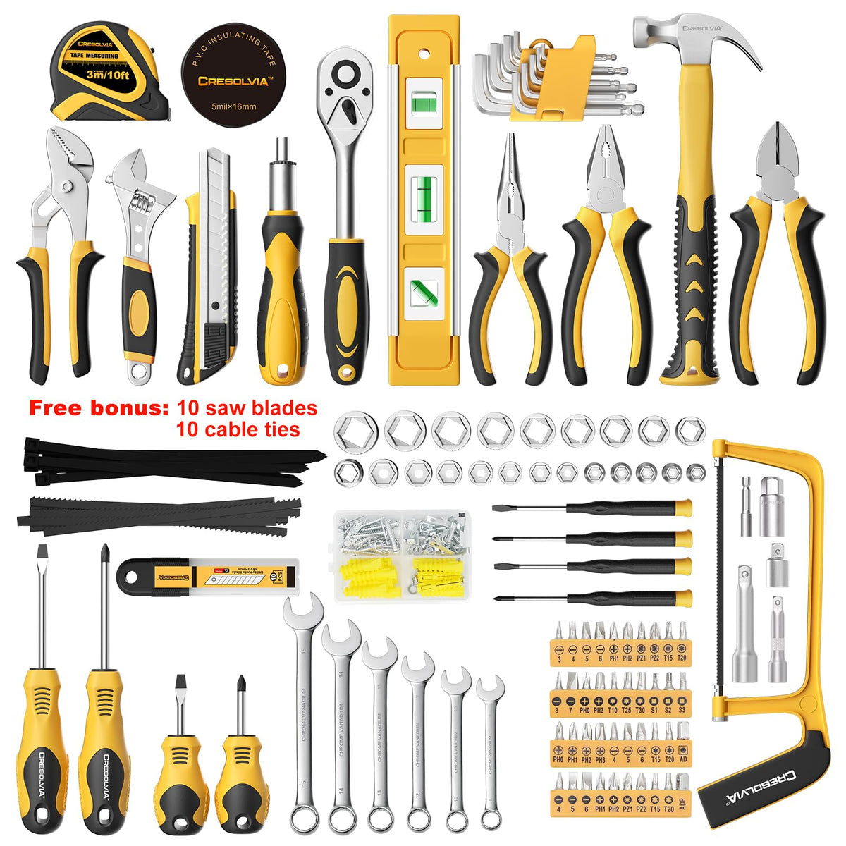 199 Piece Tool Kit with Socket Wrench Tool Box Case M100