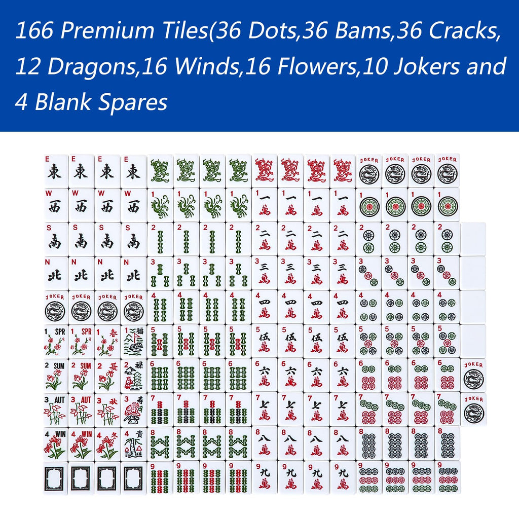 American Mahjong Tile Set with 166 Tiles, 4 Racks & Travel Bag G26292