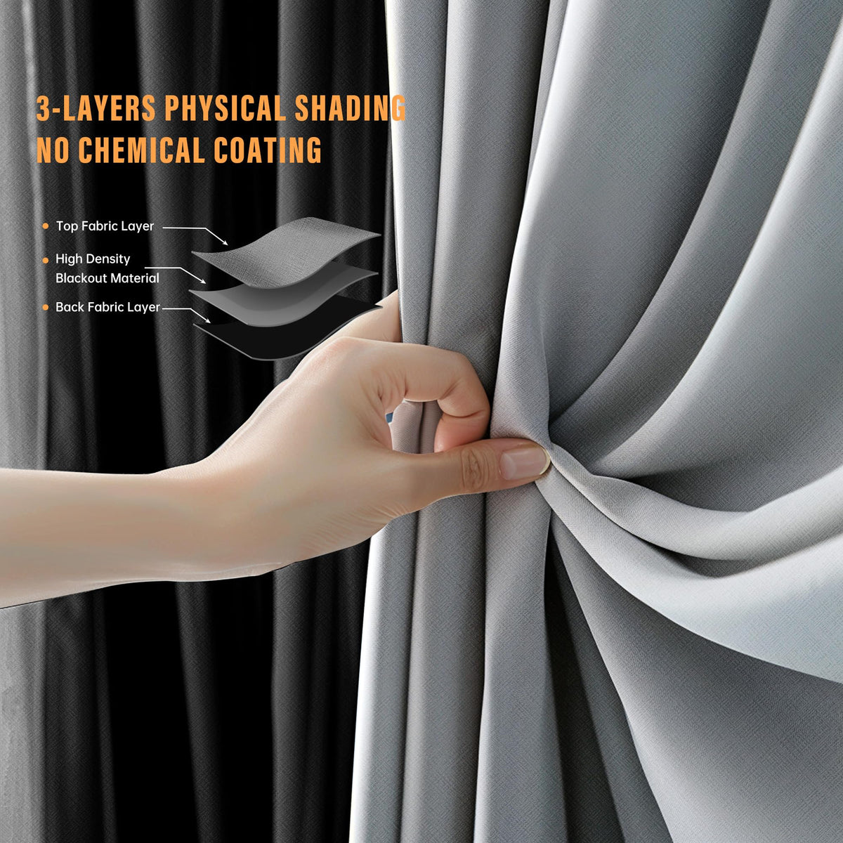 Blackout Room Divider Curtains with Ceiling Tracks Set S71753