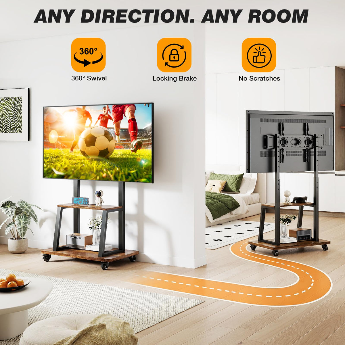 Mobile TV Cart for 37"-75" TVs with Wheels P65754