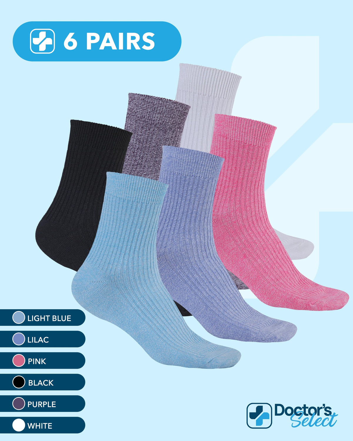 Bamboo Viscose Diabetic Socks 6 Pairs U734358