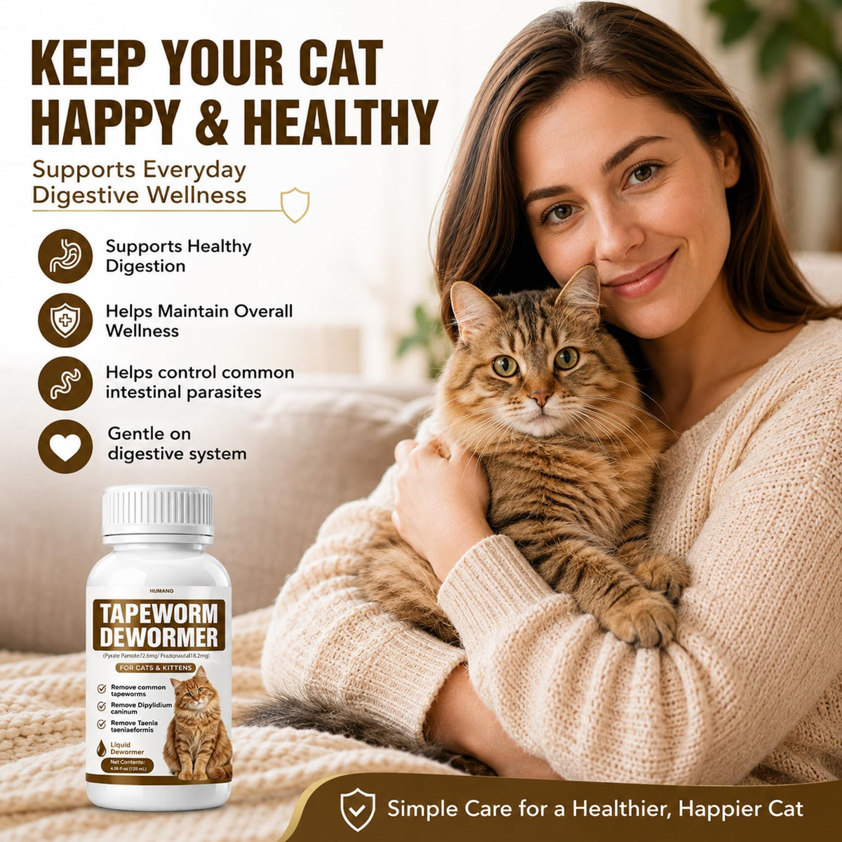 Broad Spectrum Cat Tapeworm Dewormer J7677