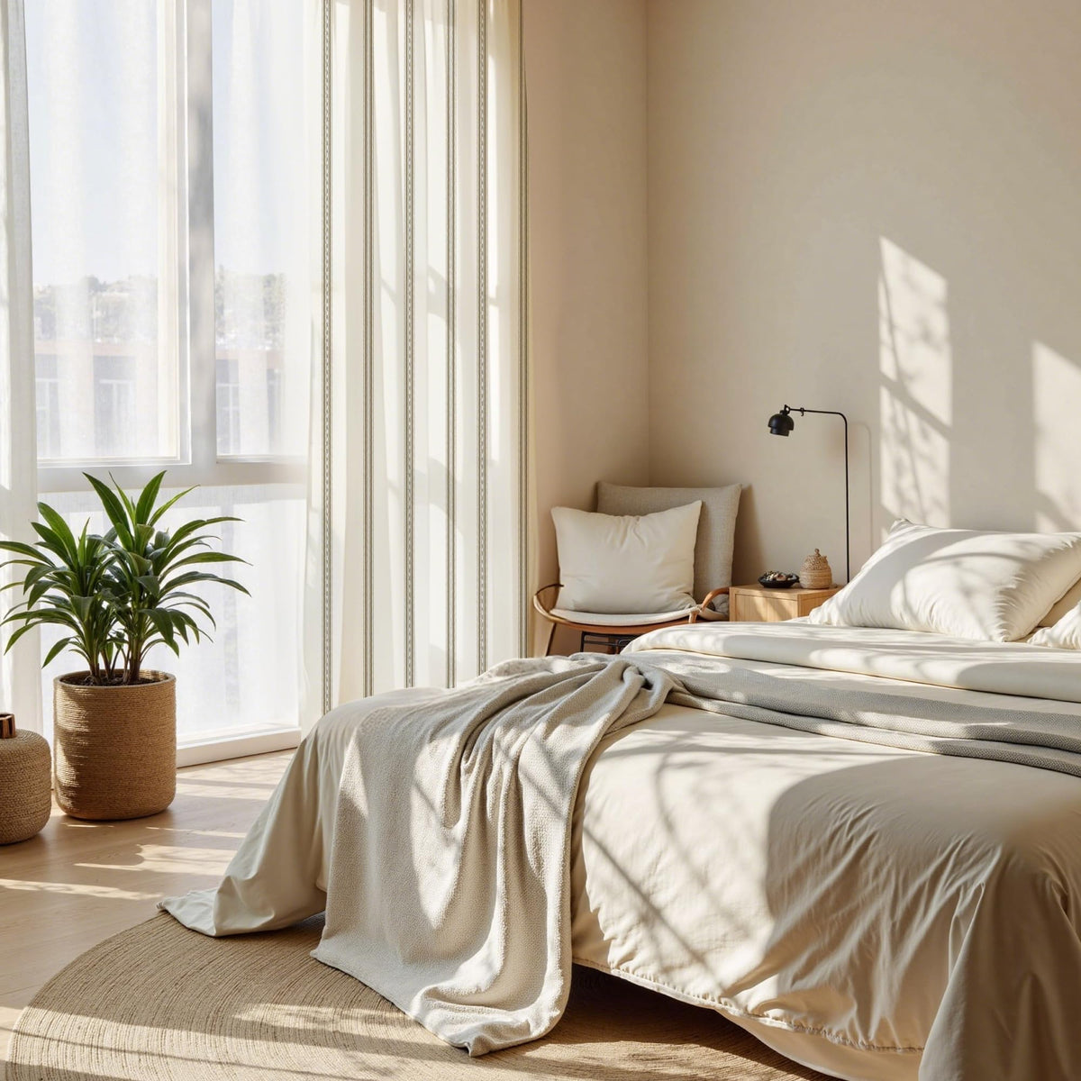 Taupe & White Stripe Linen Curtains 52 x 84 Inch H5251