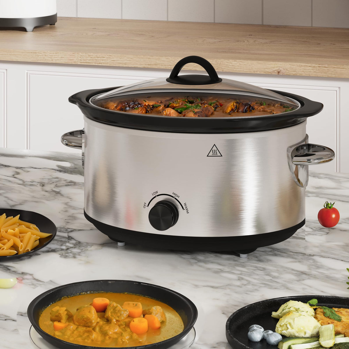 4 QT Slow Cooker with Ceramic Pot and Glass Lid D181538