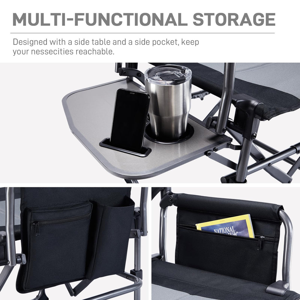 Portable Folding Camping Chair with Side Table, Black K557