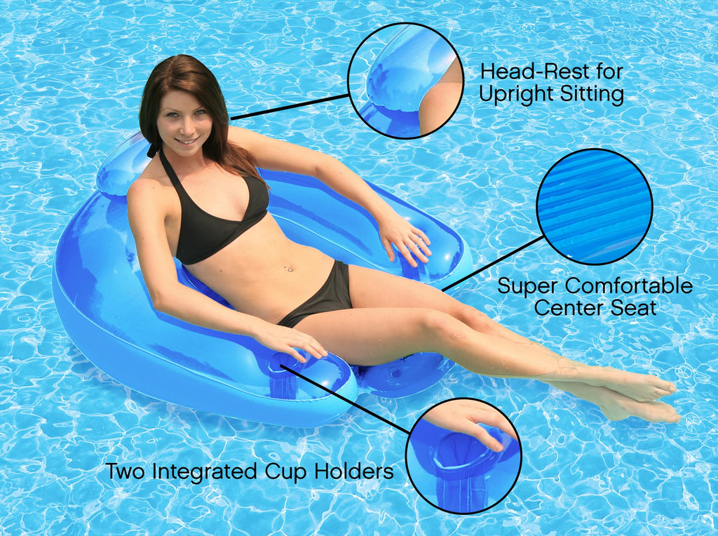 Inflatable Pool Float Lounge Chair with Cup Holders X10640