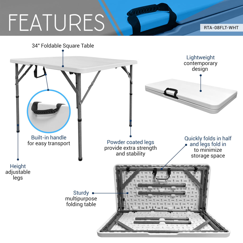 White Square Folding Table with Carry Handle C5035