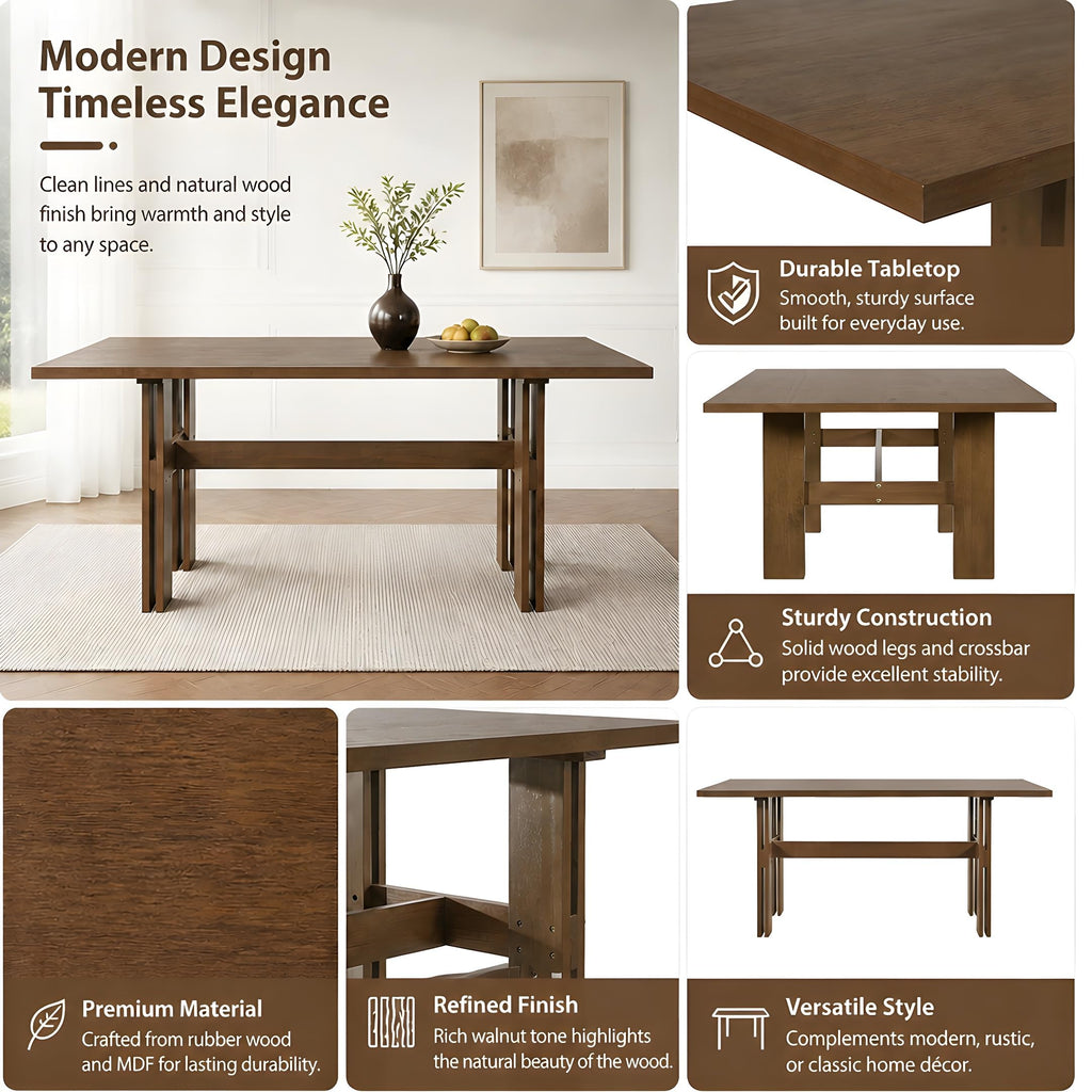 7-Piece Rubber Wood Dining Table Set with Chairs B802927
