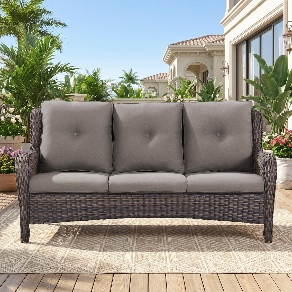 3-Seater PE Wicker Patio Sofa O92464
