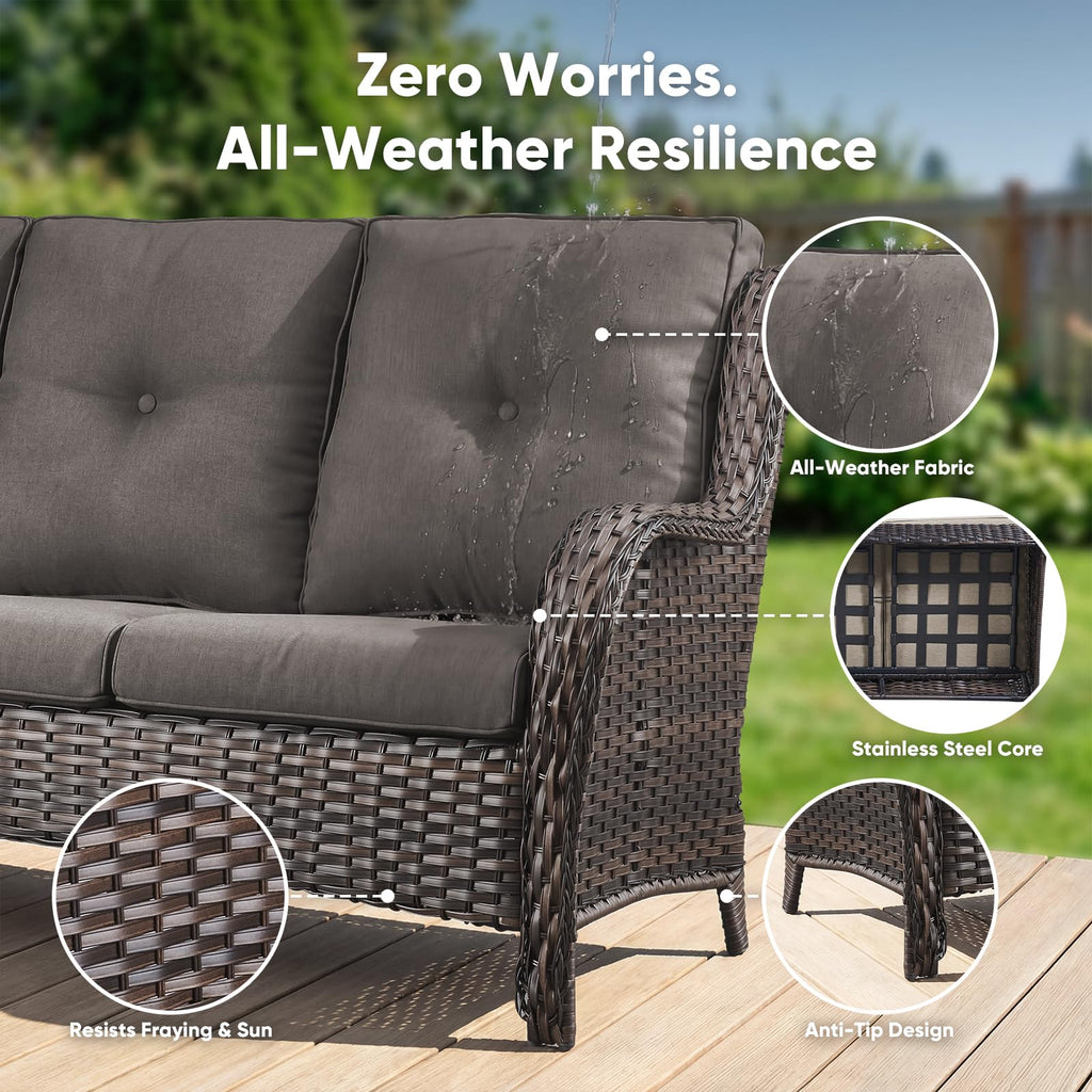 3-Seater PE Wicker Patio Sofa O92464
