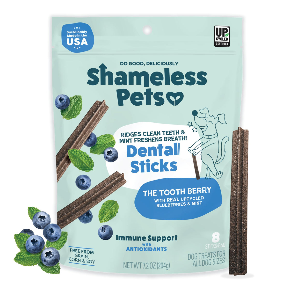 Blueberry & Mint Dental Chews for Dogs, 8 Chews S406