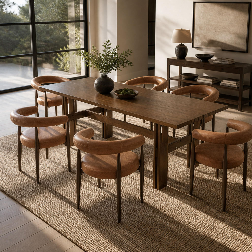 7-Piece Rubber Wood Dining Table Set with Chairs B802927