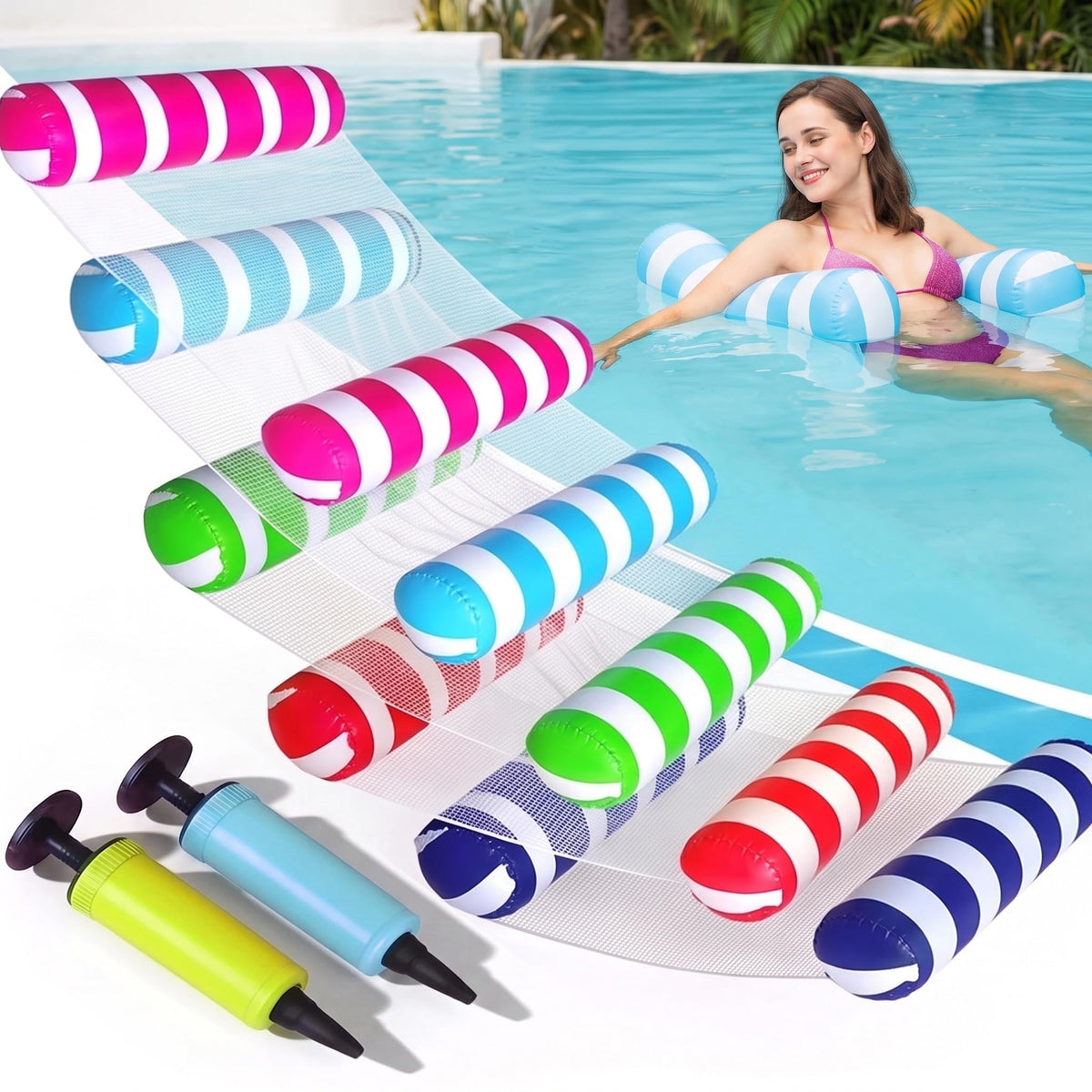 5 Pack Inflatable Pool Floats Adult Size Water Hammock E94639