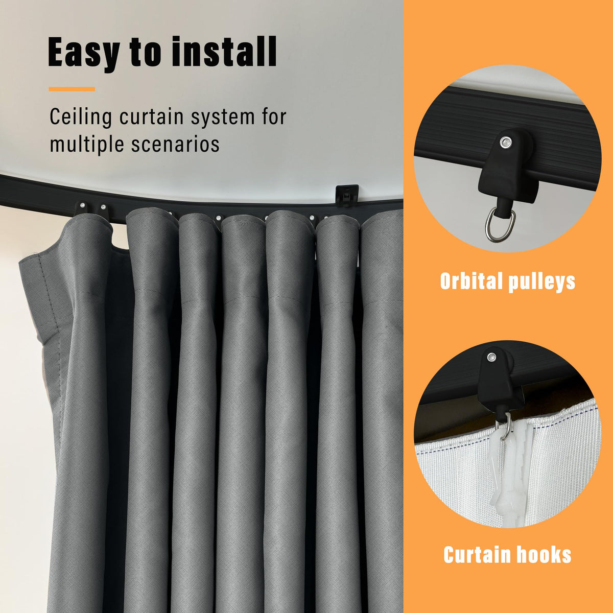 Blackout Room Divider Curtains with Ceiling Tracks Set S71753