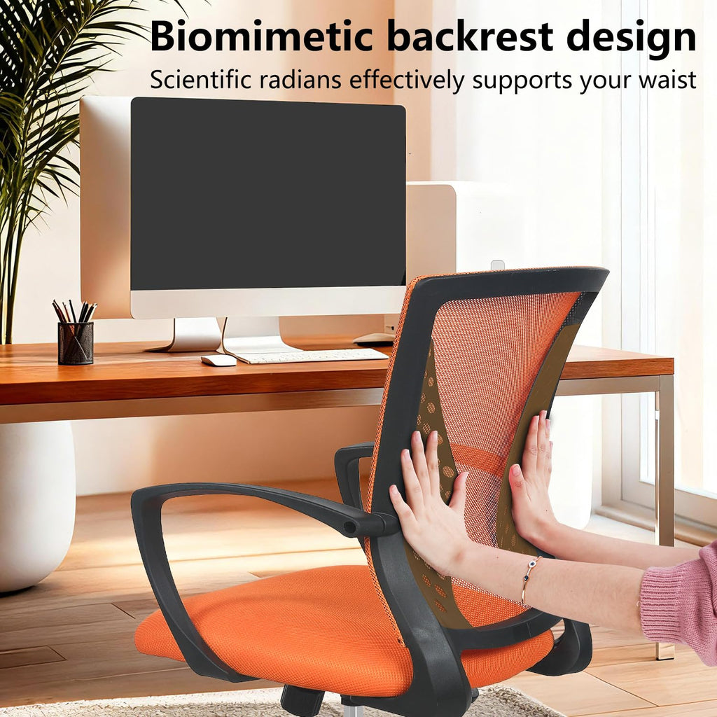 Orange Mesh Ergonomic Office Chair with Lumbar Support and Armrest R147