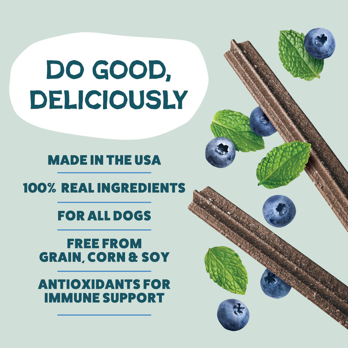 Blueberry & Mint Dental Chews for Dogs, 8 Chews S406