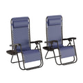 Set of 2 Navy Zero-Gravity Chairs with Side Table F959