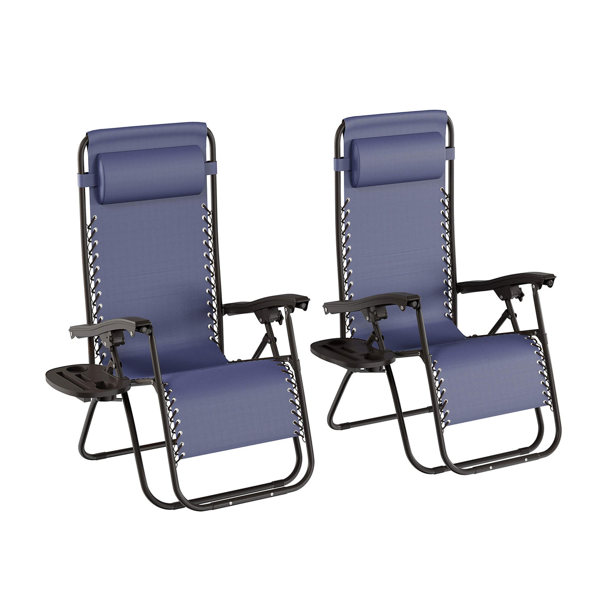 Set of 2 Navy Zero-Gravity Chairs with Side Table F959