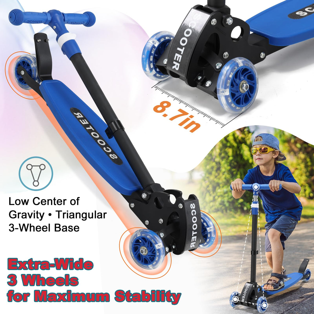 3 Wheel Kids Scooter with LED Light-Up Wheels V54239