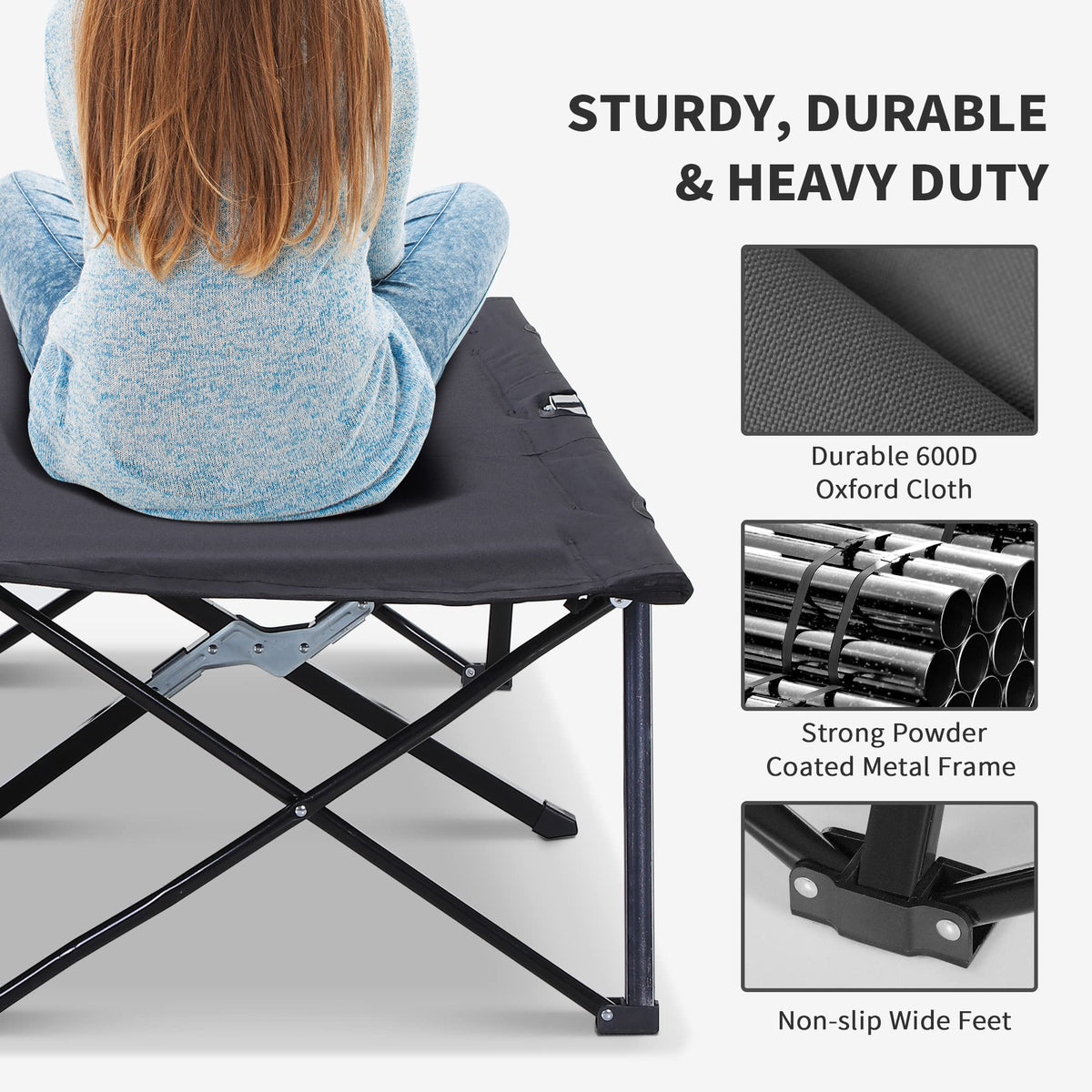 2 Person Folding Camping Cot with Carry Bag, 300 lbs Capacity G29017